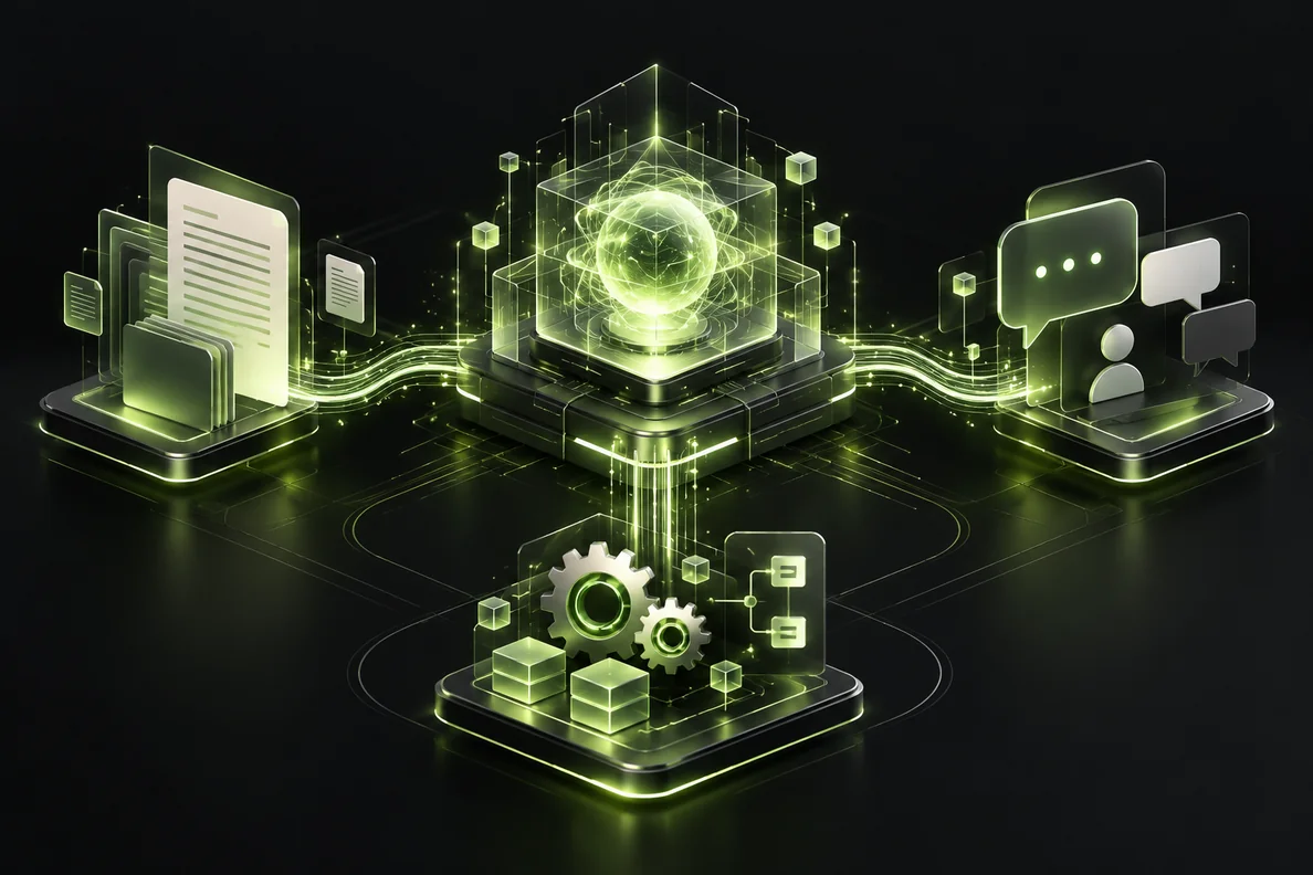 Custom business AI workflow illustration