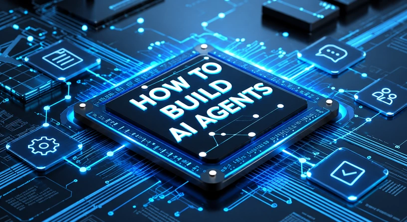 AI processor illustration titled How to Build AI Agents.