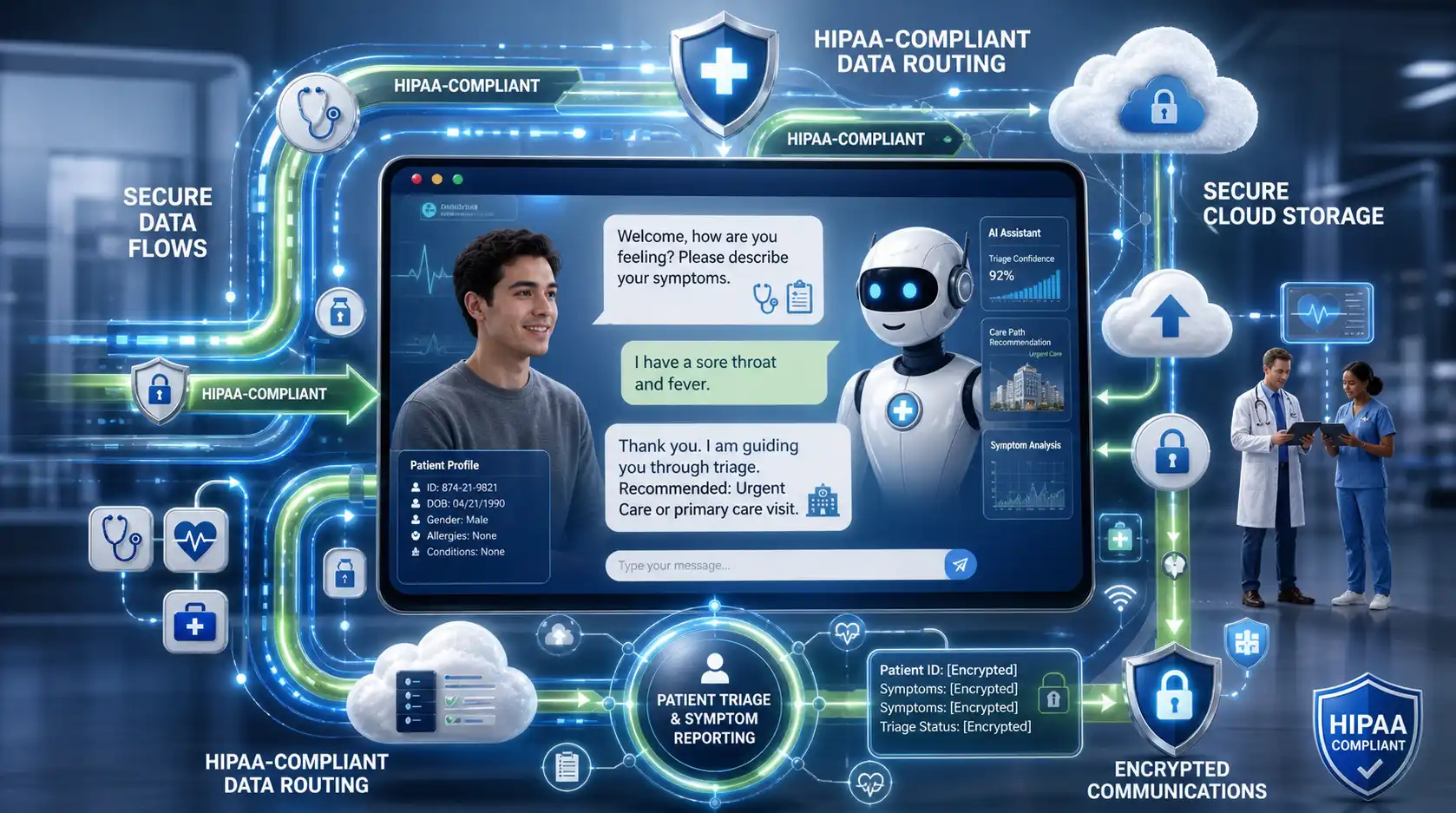 Patient Triage and HIPAA-Compliant Data Routing