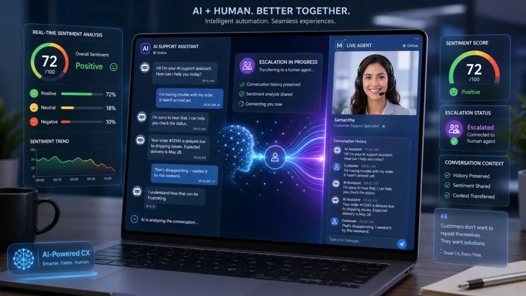 Sentiment Analysis and Human-Agent Handoff