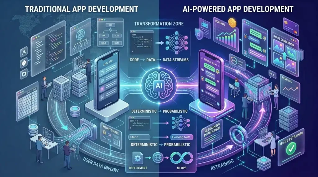 Traditional vs AI-Powered App Development What Changes for the Engineering Team