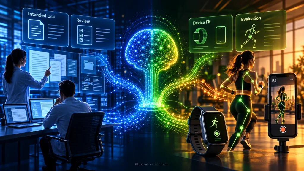 Conceptual healthcare and fitness application workflows.