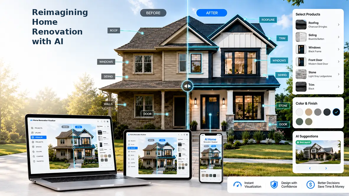 Reimagining Home Renovation with AI — original case illustration with a title added in blank space.