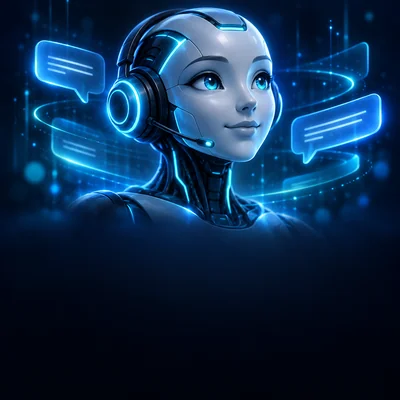 AI customer support chatbot illustration