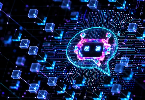 Illustrative knowledge chatbot connected to digital information systems.