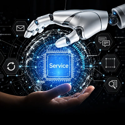 Conceptual connected services and message handling between human and robotic hands.