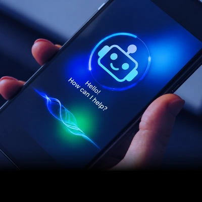 Illustrative smartphone chatbot interface for policy guidance and review.