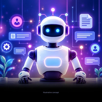 Illustrative IT knowledge assistant with source and support interfaces.