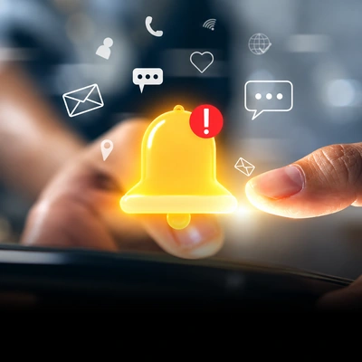 Illustrative notification prompting attention and review.