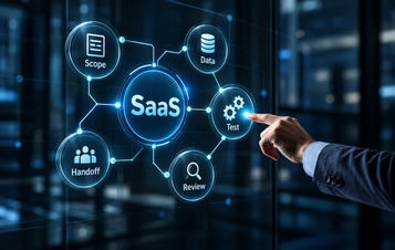 Conceptual SaaS pilot scope and review workflow.