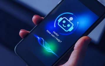 Illustrative smartphone chatbot conversation interface.